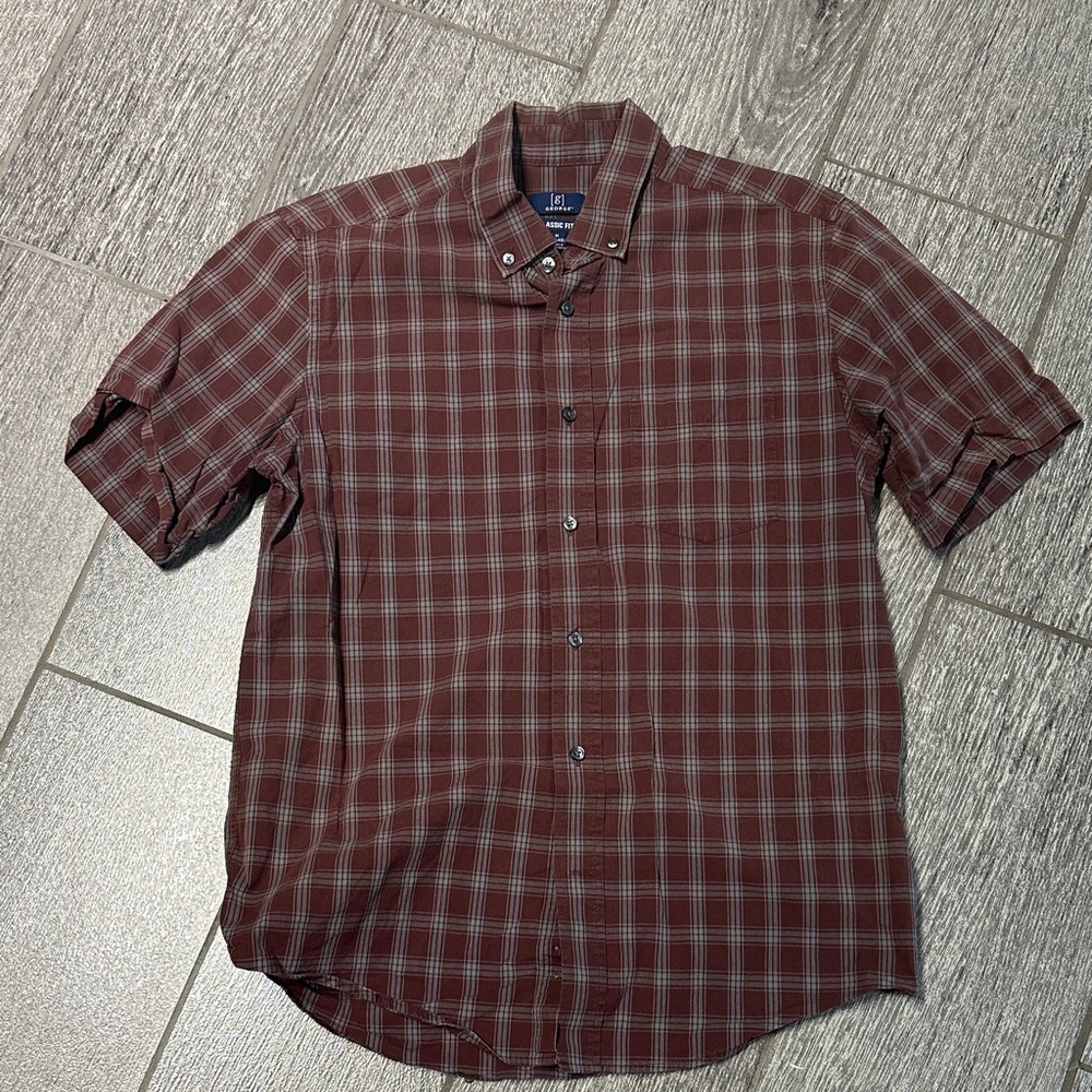 George Maroon and White Checkered Casual Shirt